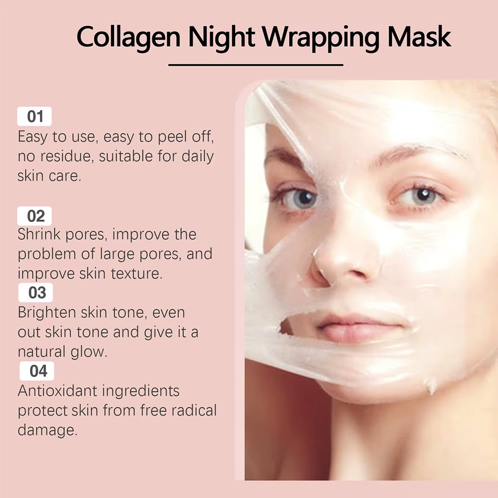 75/150ML Collagen Peel off Face Mask Deeply Hydrating Moisturizing Night Wrapping Mask Cream Firming Skin Peel-Off Facial Mask